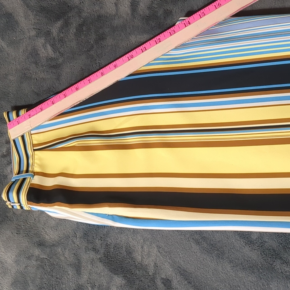 Lena Gabrielle Multi Color Striped Belted Wide Leg Pants size 4 - Picture 6 of 8